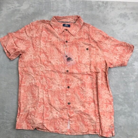 Havana Jim Coral Tropical Print Short Sleeve Button Down Shirt New with tags - Picture 1 of 10